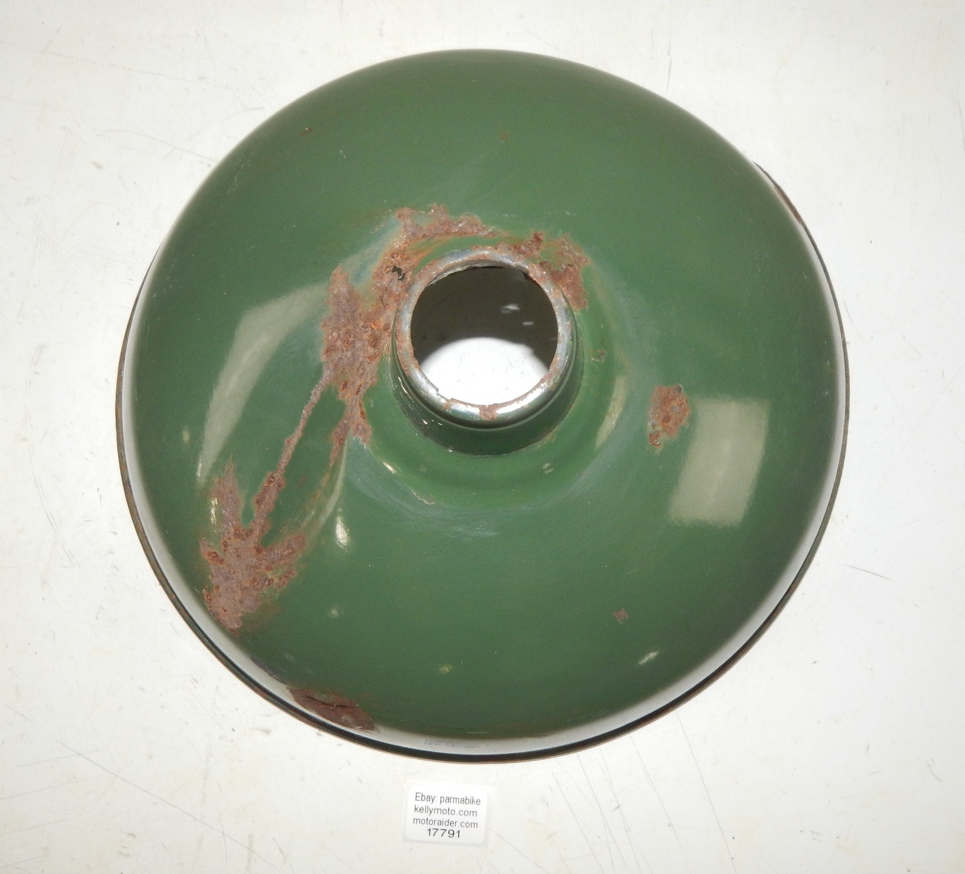 METAL SHOP LIGHT SHADE GREEN PORCELAIN ENAMEL D=14" GARAGE INDUSTRIAL MANCAVE - MotoRaider