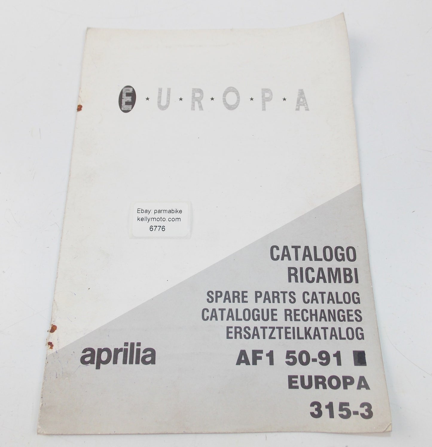 1991 APRILIA AF1 50 EUROPA SPARE PARTS CATALOG SUPPLEMENT MANUAL BOOK 315-3 - MotoRaider