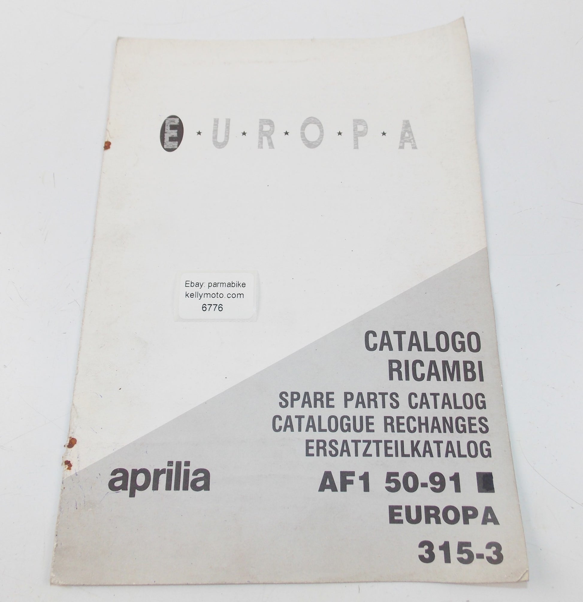 1991 APRILIA AF1 50 EUROPA SPARE PARTS CATALOG SUPPLEMENT MANUAL BOOK 315-3 - MotoRaider