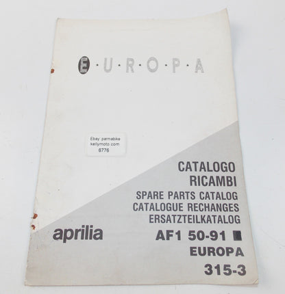 1991 APRILIA AF1 50 EUROPA SPARE PARTS CATALOG SUPPLEMENT MANUAL BOOK 315-3 - MotoRaider