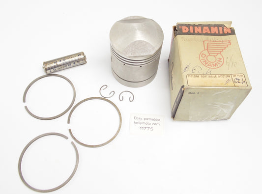 NOS DINAMIN PISTON + RINGS + CLIPS + PIN D. 62.4 mm MONDIAL 175 SPORT - MotoRaider