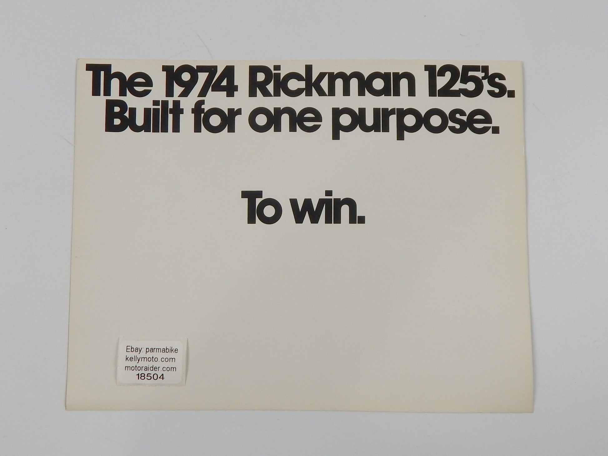 1974 RICKMAN 125 SIX DAYS ENDURO (RS125D) MOTOCROSS (R125MX) DEALER SPEC SHEET - MotoRaider