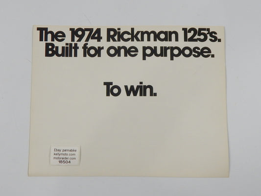 1974 RICKMAN 125 SIX DAYS ENDURO (RS125D) MOTOCROSS (R125MX) DEALER SPEC SHEET - MotoRaider
