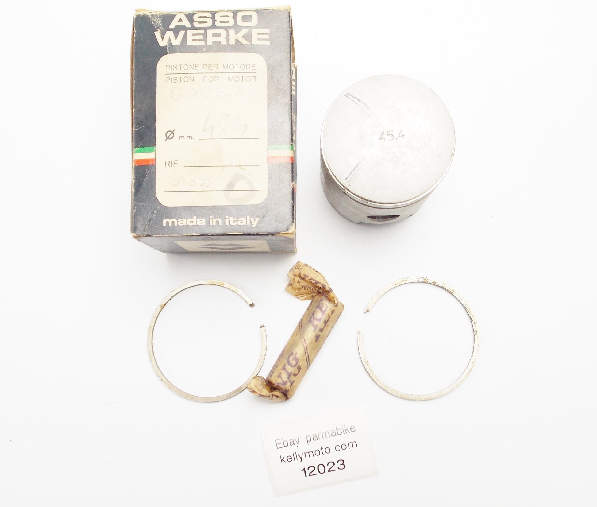NOS ASSO WERKE PISTON + RINGS + PIN DIAMETER 45.4 mm GARELLI CROSS - MotoRaider