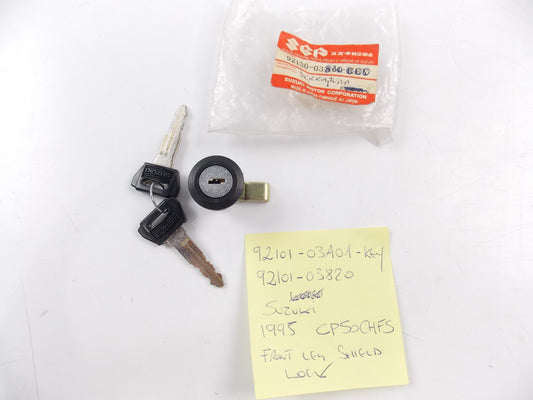 SUZUKI 92101-03A01 / code Key 92101-03820 FRONT LEG SHIELD LOCK 1995 CPS0CHFS - MotoRaider