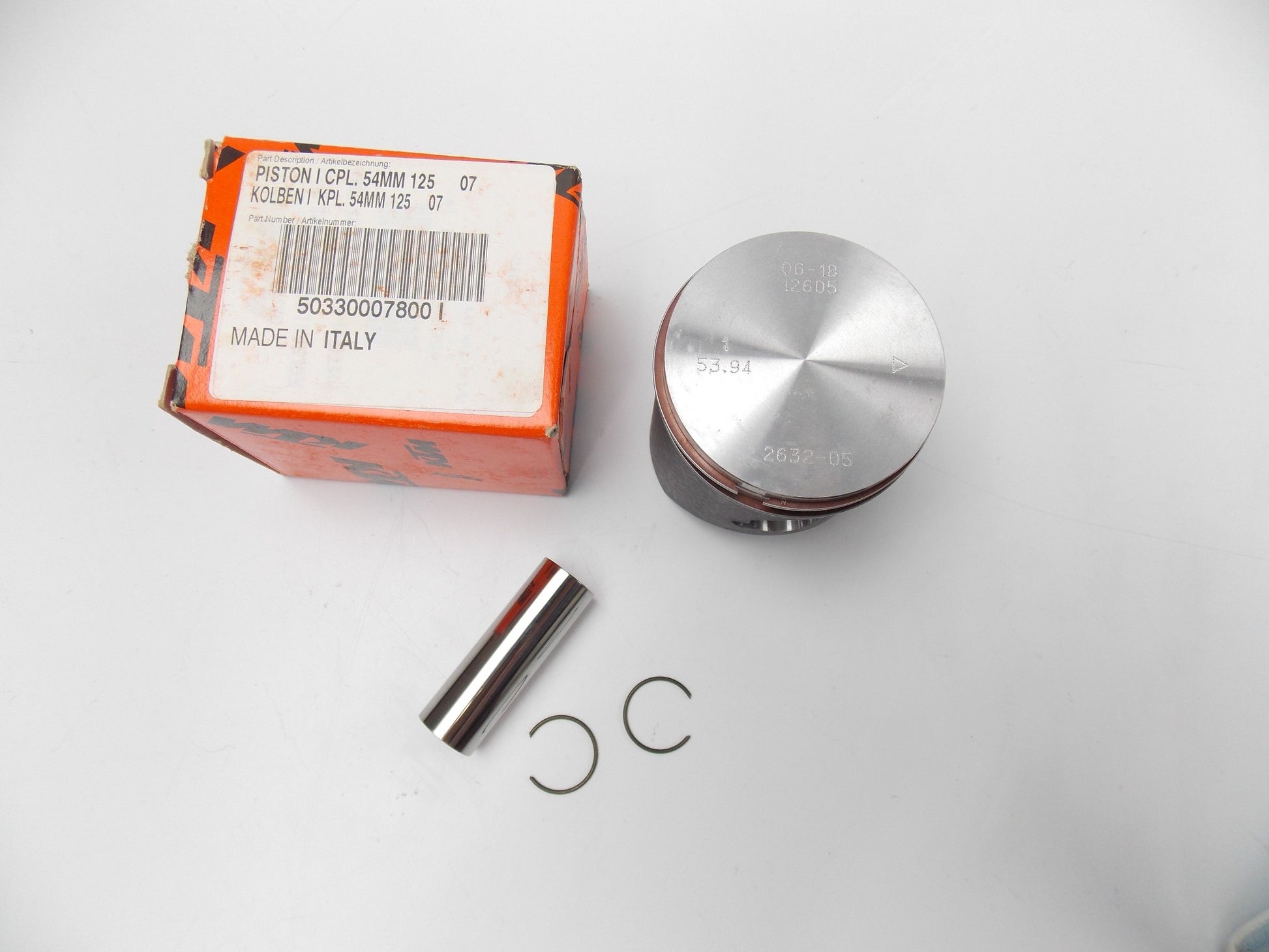 NOS OEM KTM PISTON I CPL 54MM 2007-2016 125 SX 50330007800 I | 503.30.007.800 I - MotoRaider