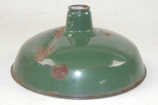 METAL SHOP LIGHT SHADE GREEN PORCELAIN ENAMEL D=14" GARAGE INDUSTRIAL MANCAVE - MotoRaider