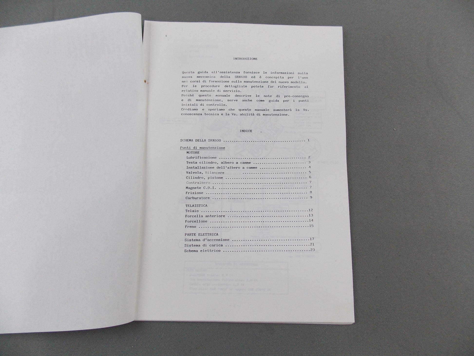 YAMAHA 1986 SRX600 SERVICE GUIDE WORKSHOP MANUAL BOOK ITALIAN # 90894-85302 - MotoRaider