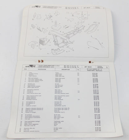 1991 APRILIA AF1 50 EUROPA SPARE PARTS CATALOG SUPPLEMENT MANUAL BOOK 315-3 - MotoRaider