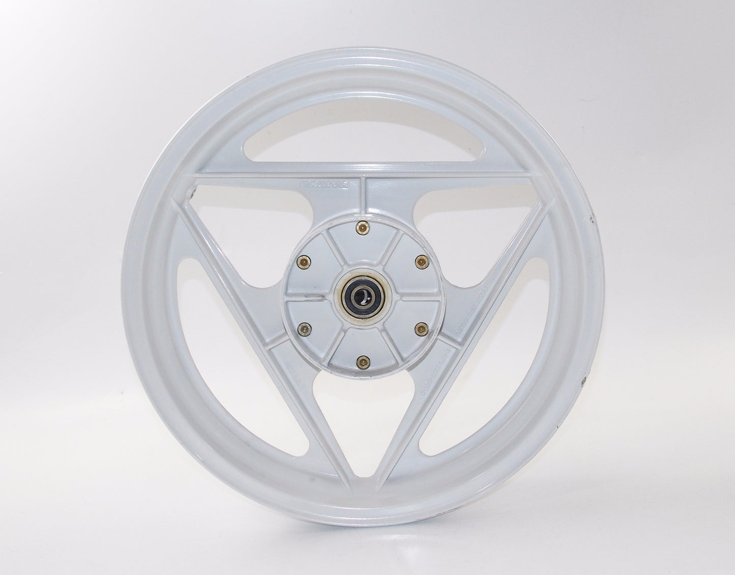 OEM CAGIVA 87-92 FRECCIA 17"x3.00 ALLOY DELTA SPOKE WHITE RIM GRIMECA 80B053669 - MotoRaider