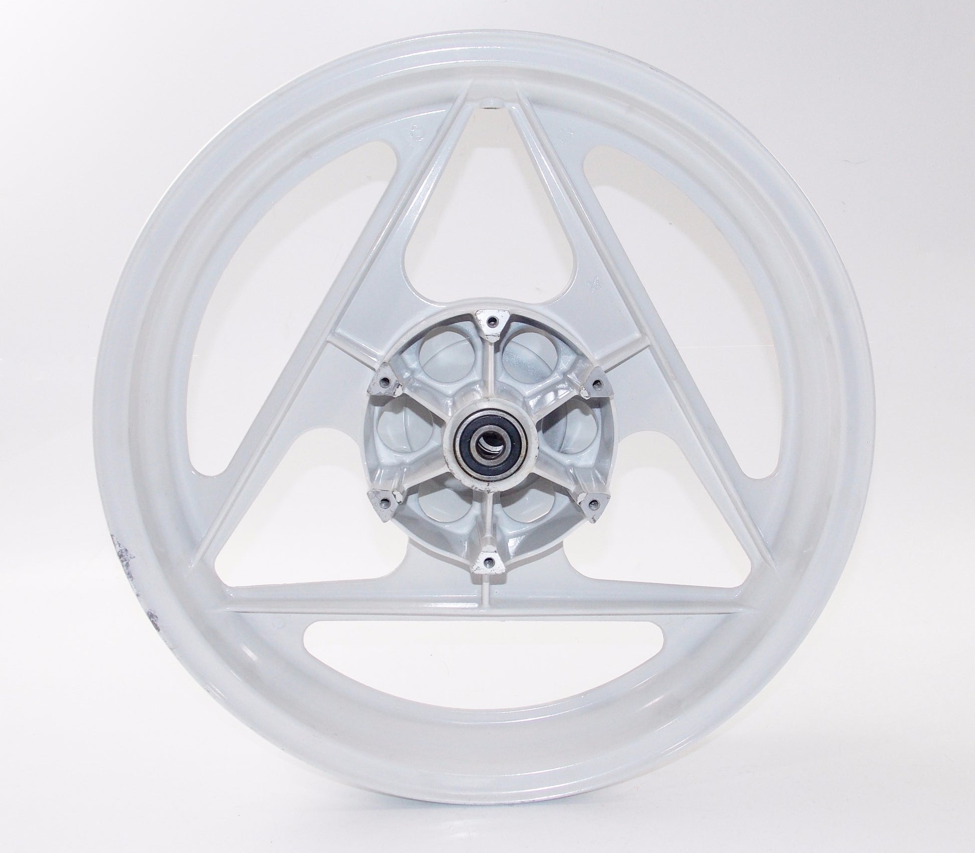 OEM CAGIVA 87-92 FRECCIA 17"x3.00 ALLOY DELTA SPOKE WHITE RIM GRIMECA 80B053669 - MotoRaider