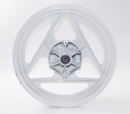 OEM CAGIVA 87-92 FRECCIA 17"x3.00 ALLOY DELTA SPOKE WHITE RIM GRIMECA 80B053669 - MotoRaider