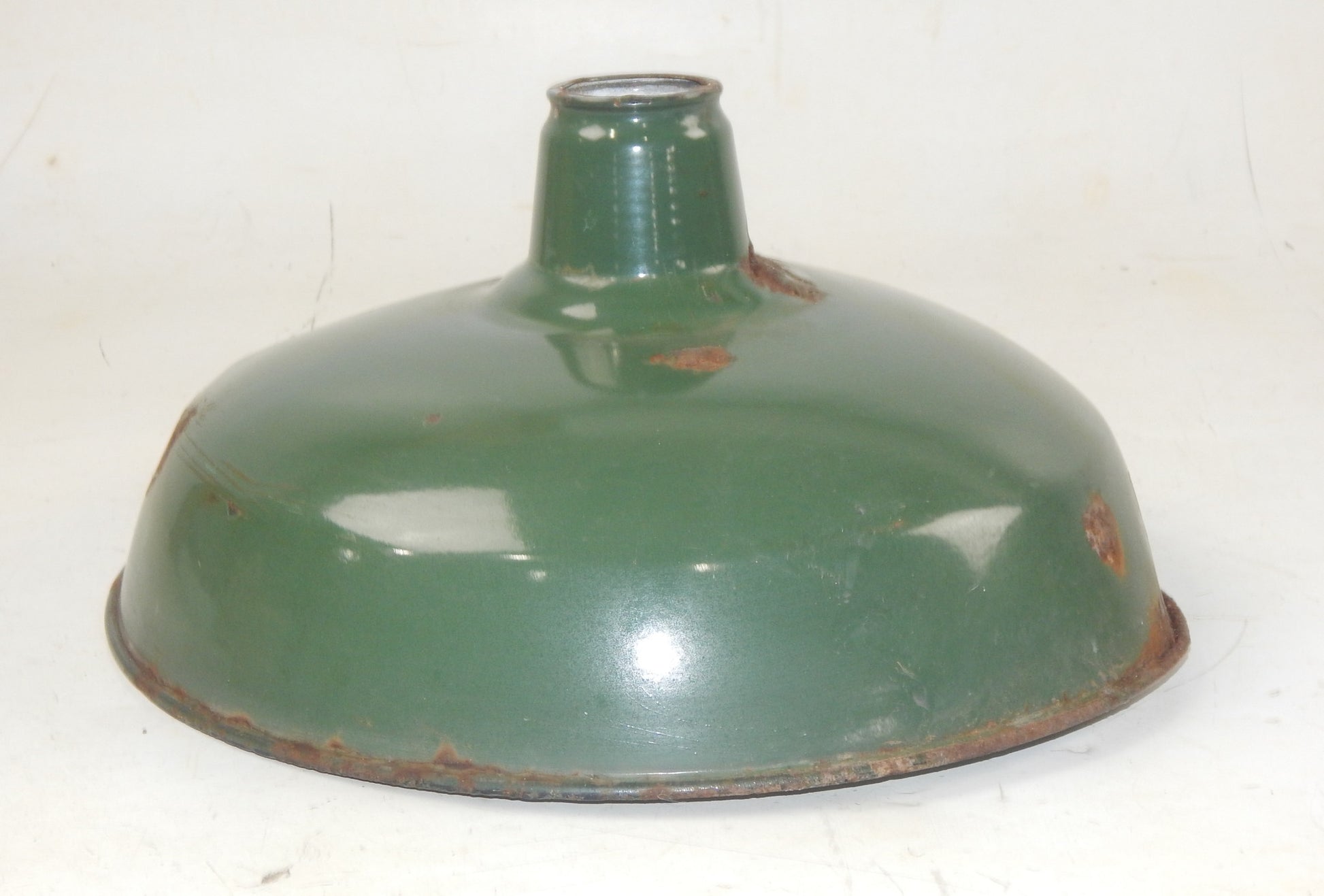 METAL SHOP LIGHT SHADE GREEN PORCELAIN ENAMEL D=14" GARAGE INDUSTRIAL MANCAVE - MotoRaider