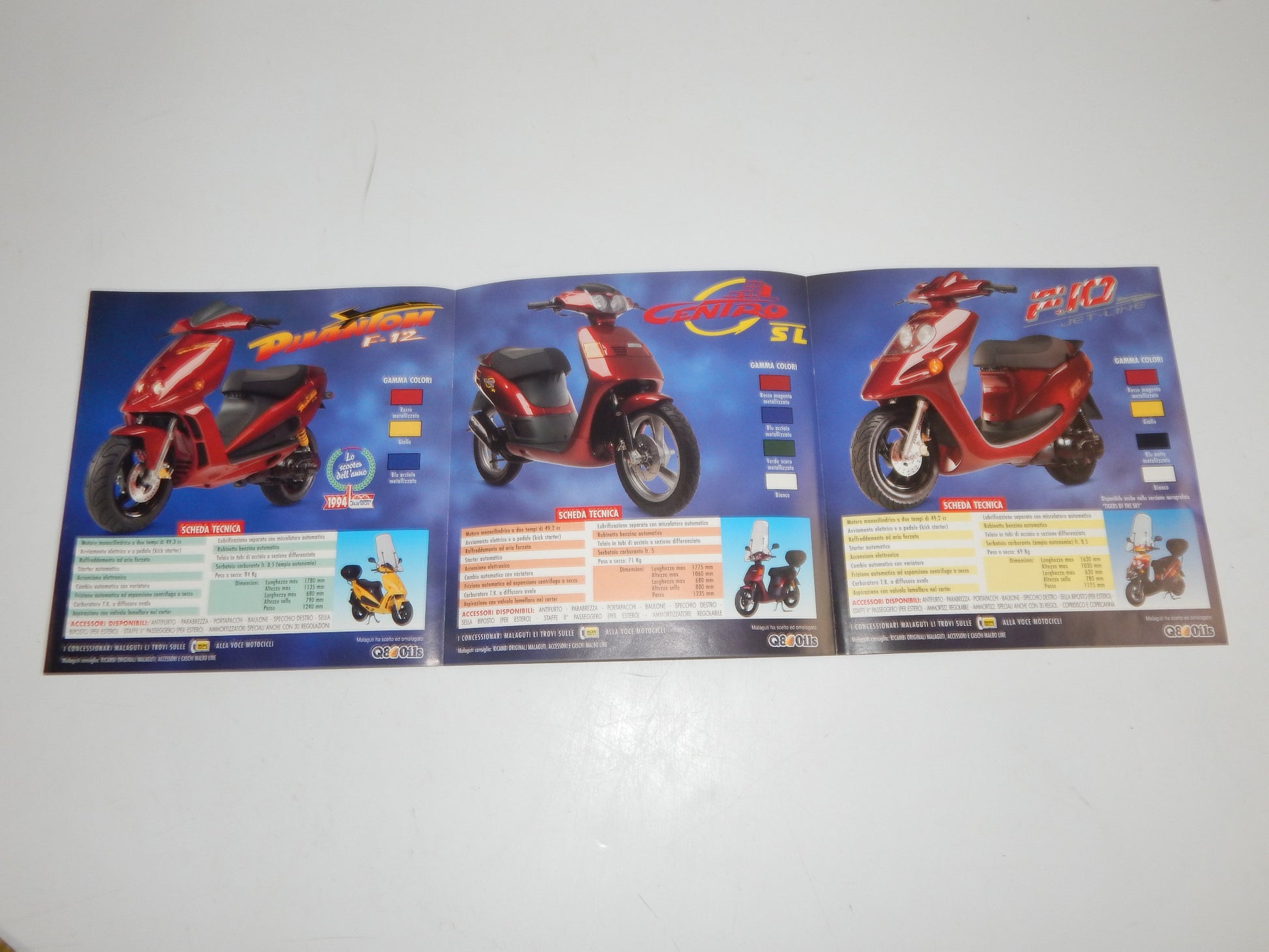 8 MALAGUTI DEALER BROCHURE 1990-2000's SCOOTER FANTOM CENTRO GRIZZLY BLOG ITALY - MotoRaider