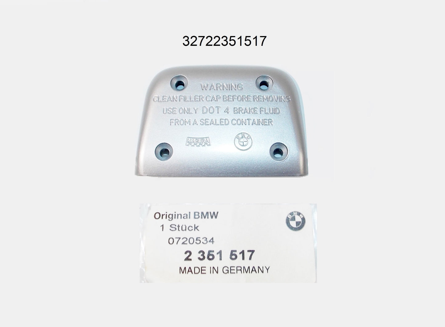 1996-05 BMW R1200 CLUTCH MASTER CYLINDER COVER CAP LID WHITE ALLOY 32722351517 - MotoRaider