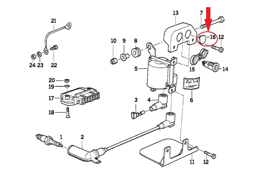 NOS OEM BMW 86-16 K1100LT/RS/75 R1200RT/900RT IGNITION SYSTEM PLUG # 12131459529 - MotoRaider