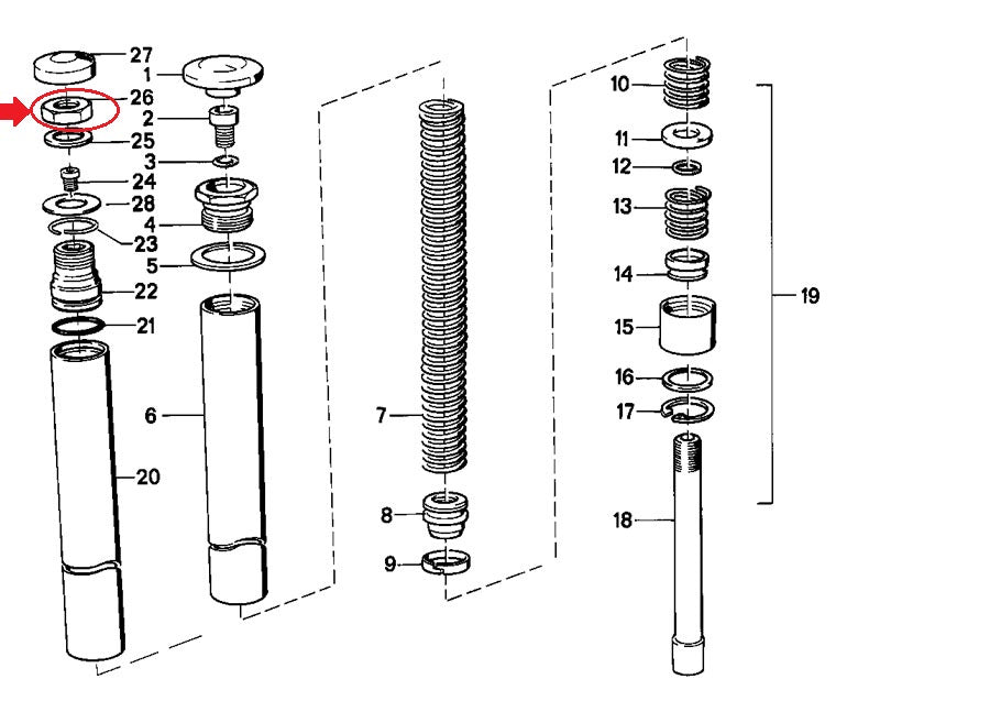 NOS OEM BMW 85-96 R100RS/65/80 TELESCOPE FORK TUBE HEX NUT # 31421454959 - MotoRaider