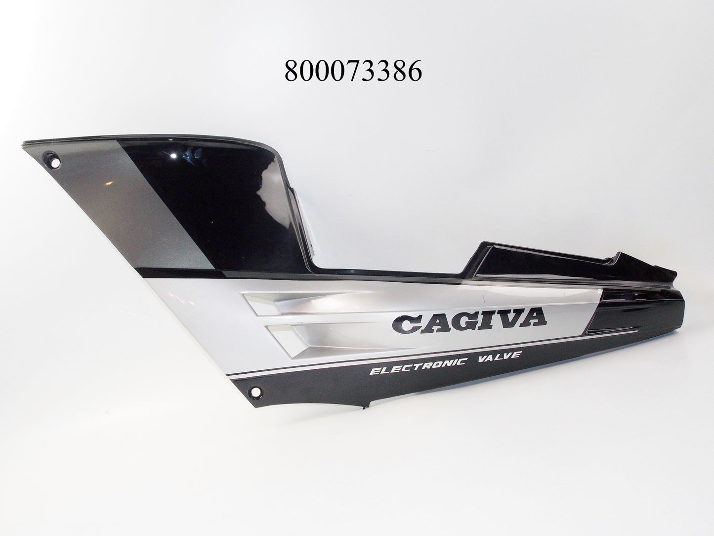 NOS OEM CAGIVA 1992 FRECCIA 125-C12R 6 SP LEFT SIDE BLACK REAR FAIRING 800073386 - MotoRaider