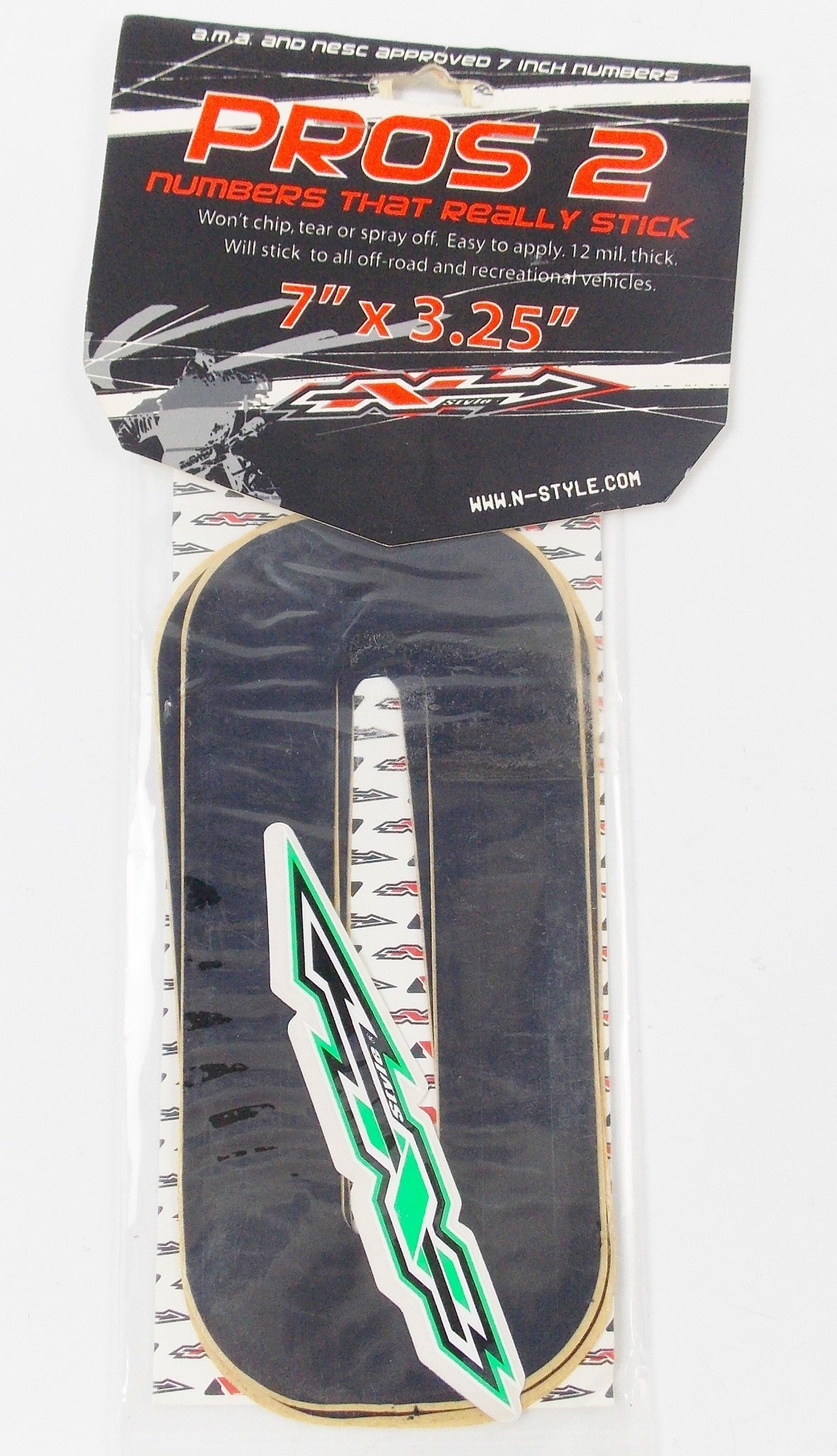 PROS 2 FRONT/SIDE PANEL 7"x3.25" BLACK NUMBERS STICKER SET "0" ZERO  NII-0B - MotoRaider