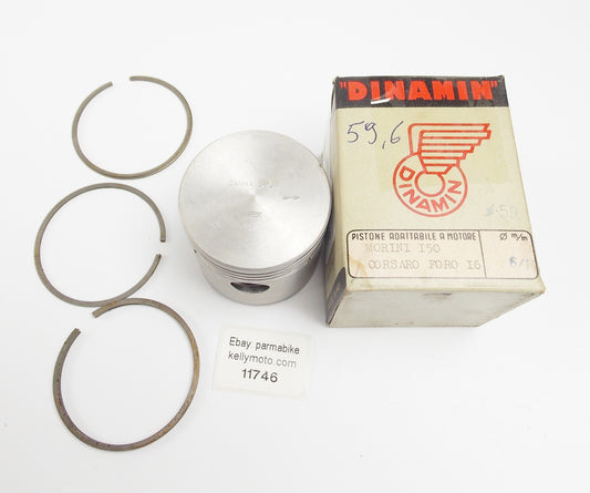 NOS DINAMIN PISTON + RINGS + PIN D. 59.6 mm MORINI 150 CORSARO - MotoRaider