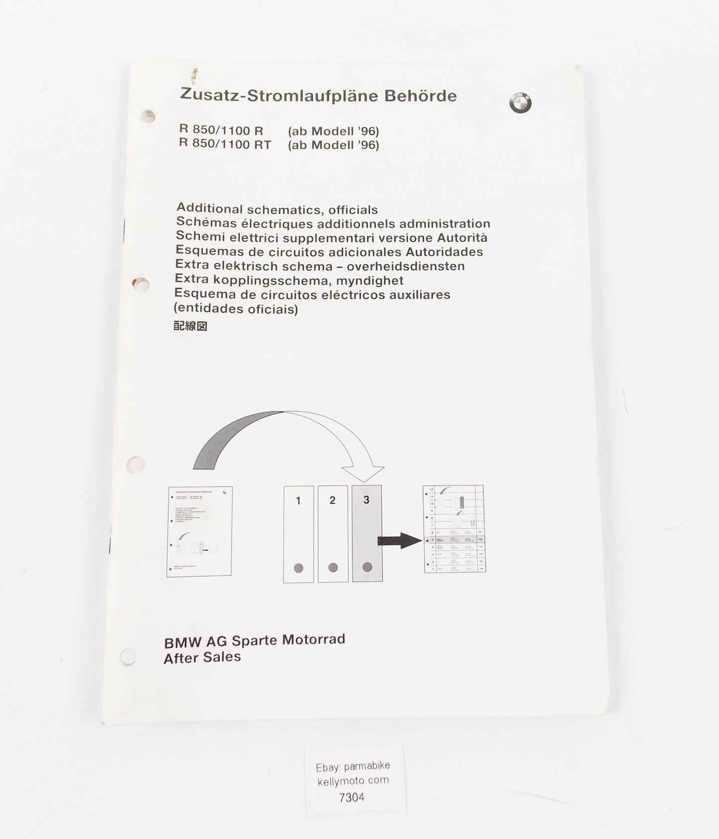 BMW 1996 R 850/1100 R-RT POLICE ADDITIONAL ELECTRIC DIAGRAM MANUAL 01999799675 - MotoRaider