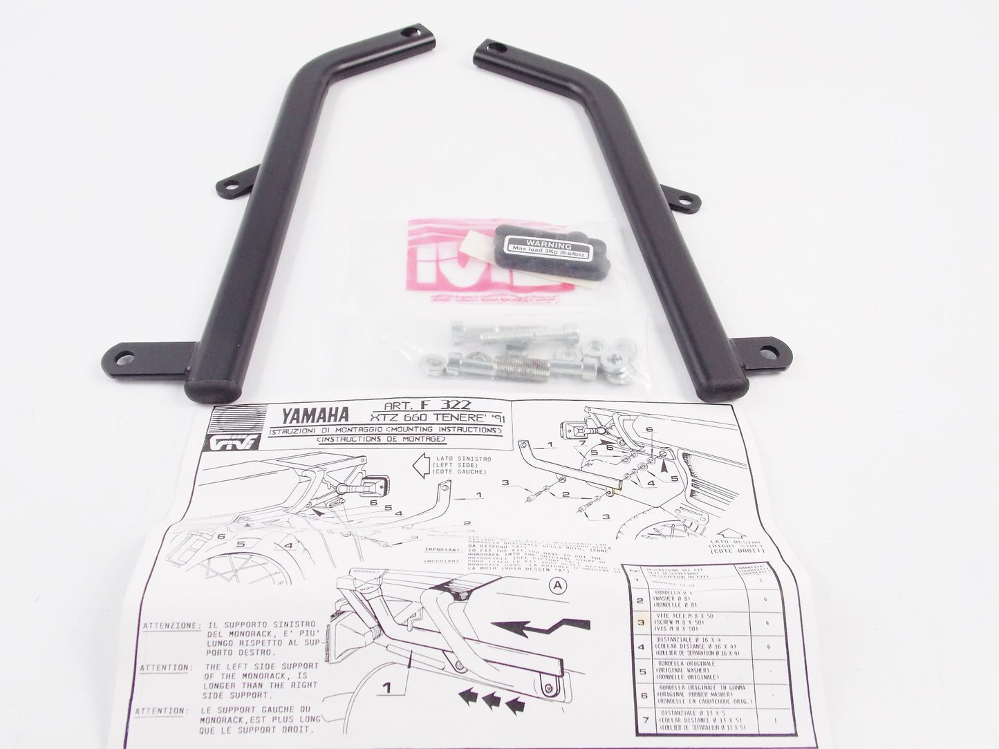GIVI 322F 1991-1995 MONORACK ARMS MOUNT BRACKET TOP BOX RACK YAMAHA XT660 XTZ660 - MotoRaider
