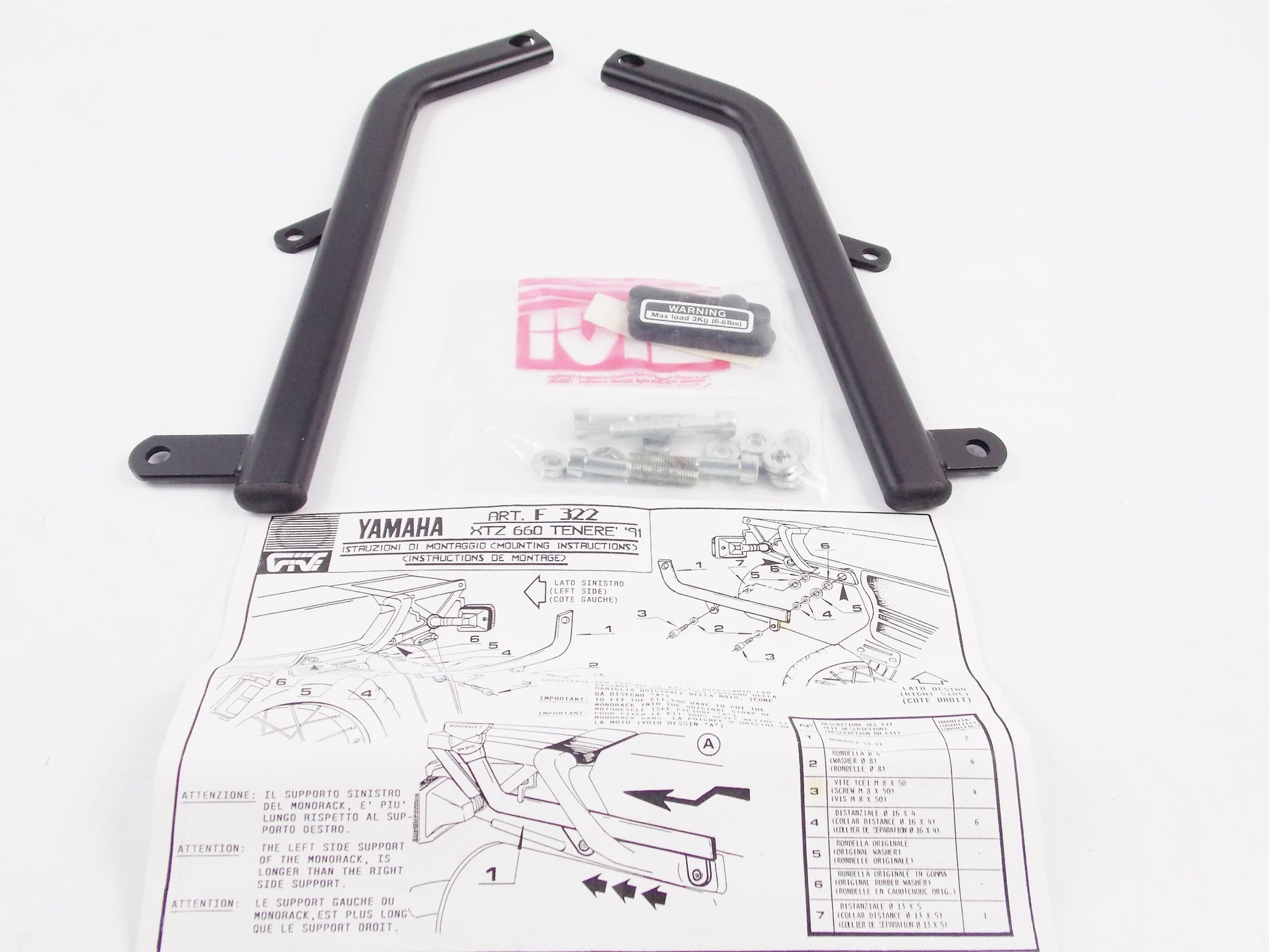 GIVI 322F 1991-1995 MONORACK ARMS MOUNT BRACKET TOP BOX RACK YAMAHA XT660 XTZ660 - MotoRaider