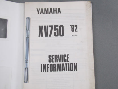 YAMAHA 1992 XV750 SERVICE INFORMATION MANUAL BOOK ITALIAN 4FY-SI1 - MotoRaider