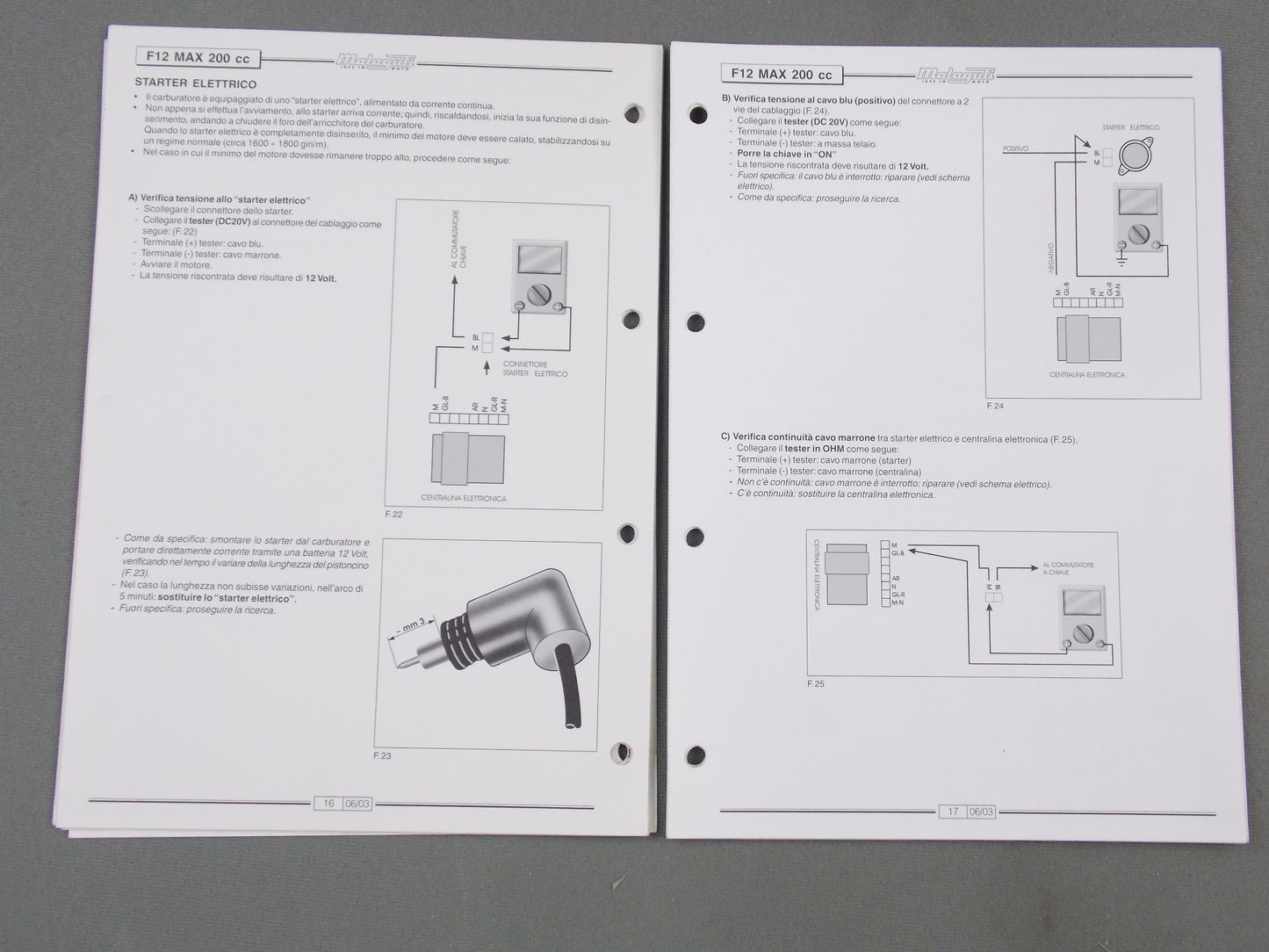 MALAGUTI F12 MAX 200 CC ELECTRICAL SYSTEM TROUBLE SHOOTING WORKSHOP MANUAL BOOK - MotoRaider