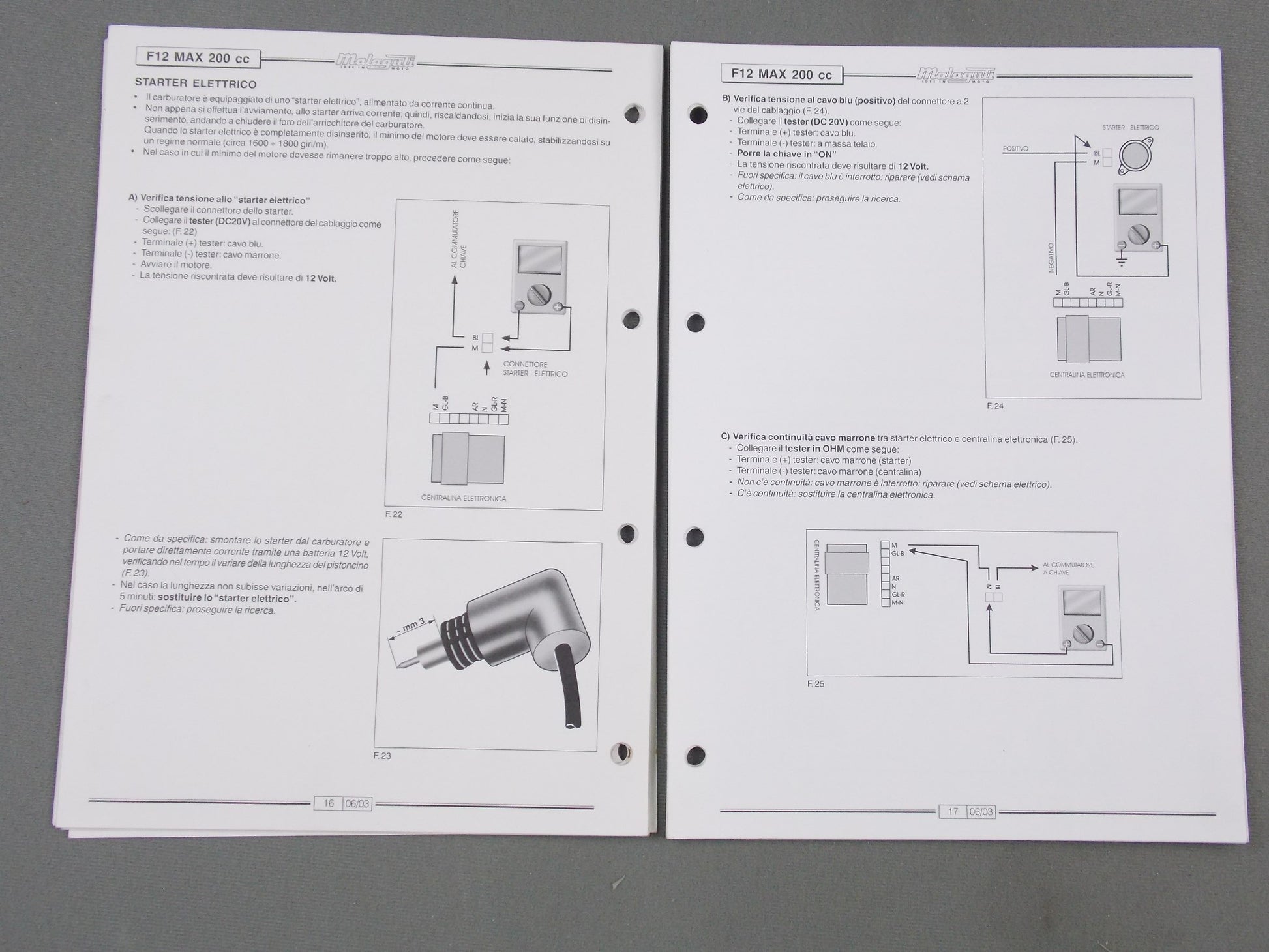 MALAGUTI F12 MAX 200 CC ELECTRICAL SYSTEM TROUBLE SHOOTING WORKSHOP MANUAL BOOK - MotoRaider