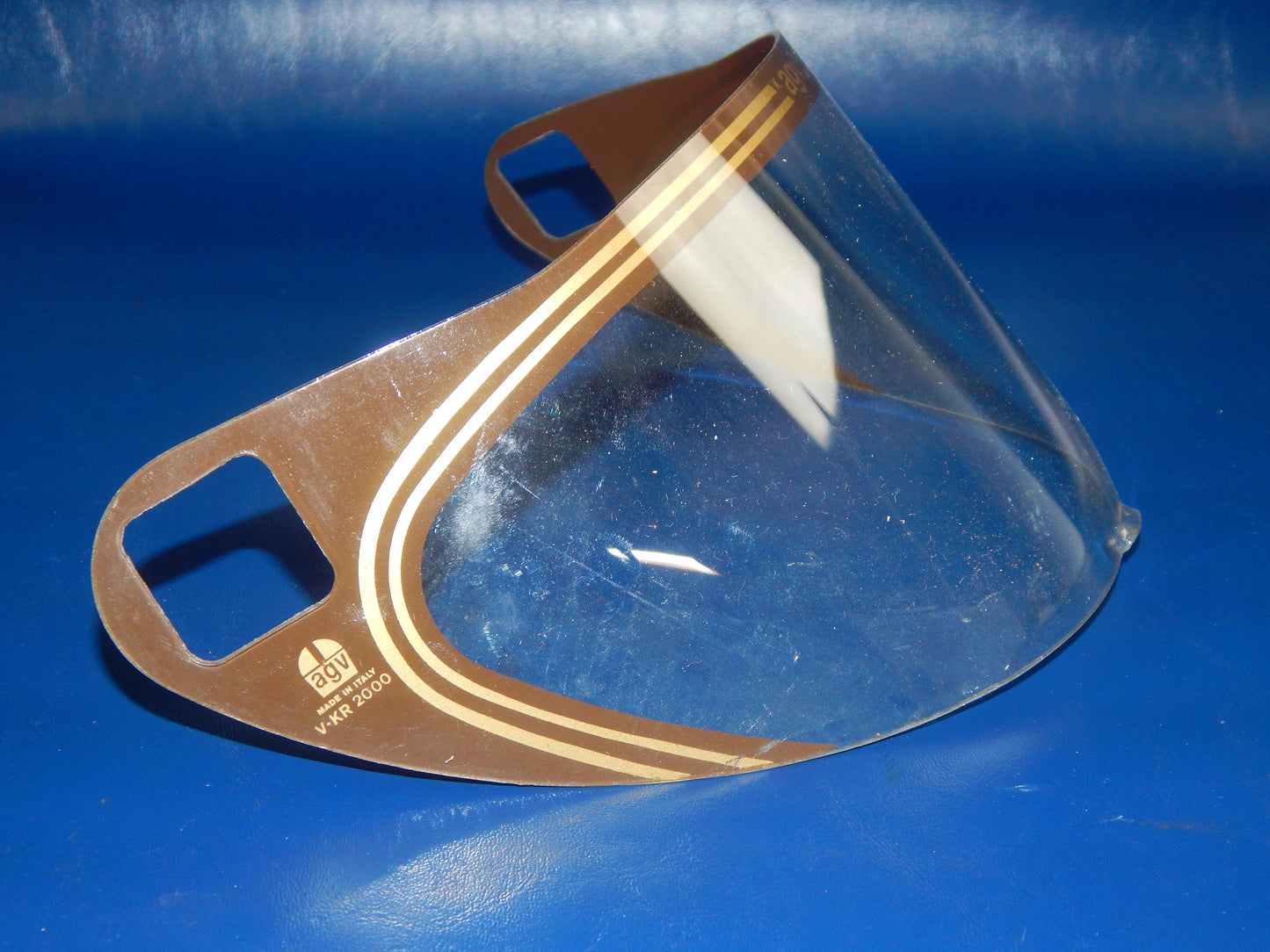 VINTAGE MOTORCYCLE HELMET AGV V-KR 2000 CLEAR VISOR SHIELD SCREEN BROWN ITALY - MotoRaider
