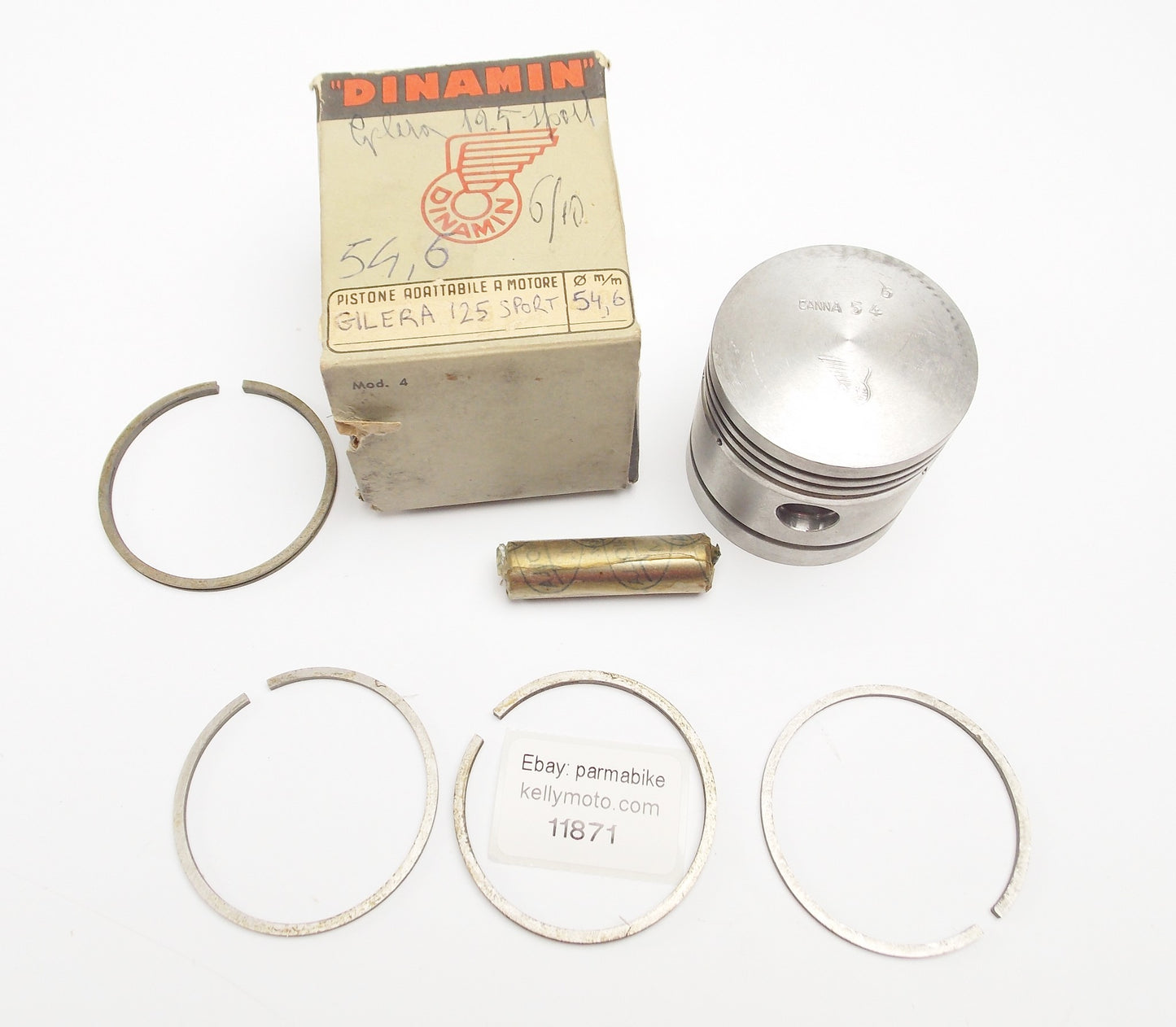 NOS DINAMIN PISTON + RINGS + PIN D. 54.6 mm GILERA 125 SPORT MOTOR ENGINE - MotoRaider