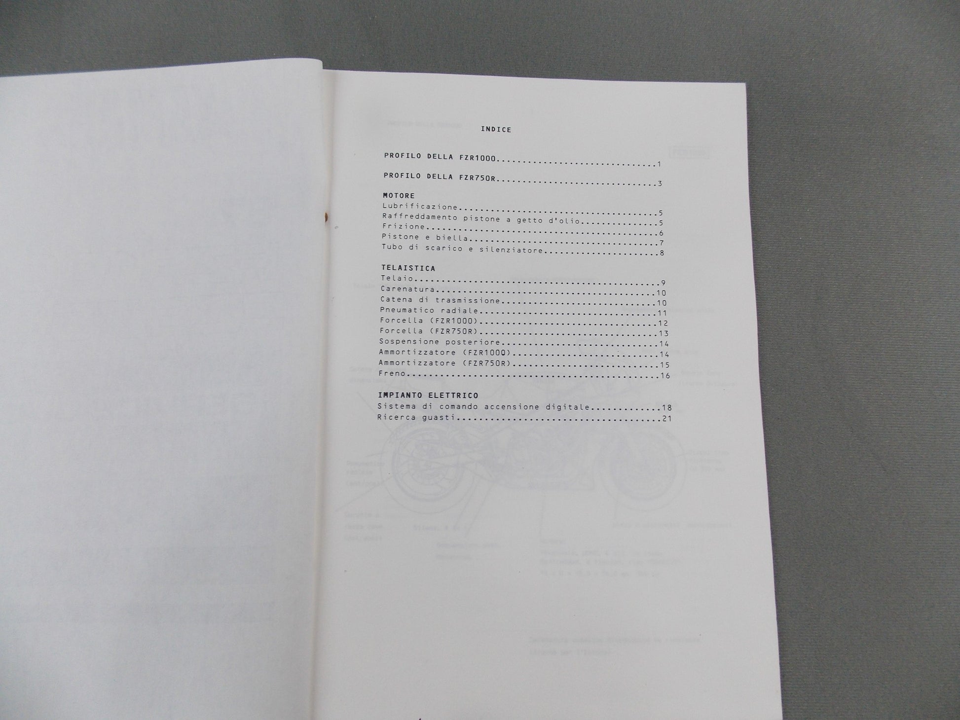 YAMAHA 1987 FZR1000 FZR750R SERVICE GUIDE ITALIAN # 90894-86303 - MotoRaider