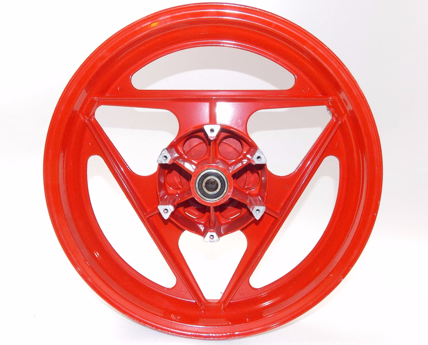 CAGIVA 1987-92 FRECCIA 125 17"x3.00 ALLOY DELTA SPOKE RED RIM GRIMECA 80A053669 - MotoRaider