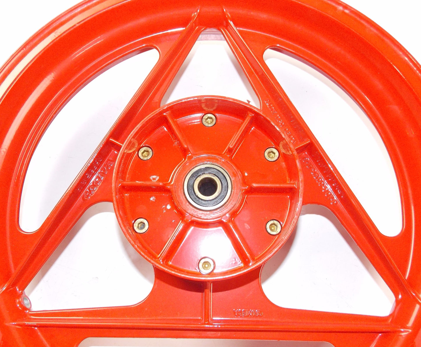 CAGIVA 1987-92 FRECCIA 125 17"x3.00 ALLOY DELTA SPOKE RED RIM GRIMECA 80A053669 - MotoRaider