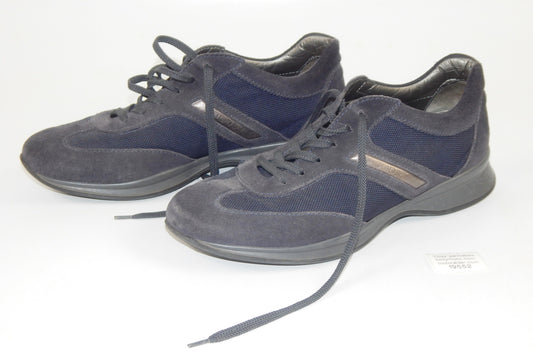 ORIGINAL TOD'S MEN SHOES SPORT SNEAKERS BLUE LEATHER FABRIC EURO SIZE 8 (US 10) - MotoRaider