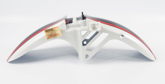 NOS OEM YAMAHA 1984 XJ750S FRONT MUDGUARD FENDER WHITE BLUE RED 41Y-21501-00-1X - MotoRaider