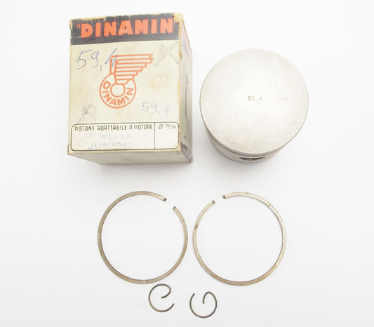NOS DINAMIN PISTON + RINGS + CLIPS D=59.4 mm LAMBRETTA 125 cc JUNIOR SCOOTER - MotoRaider