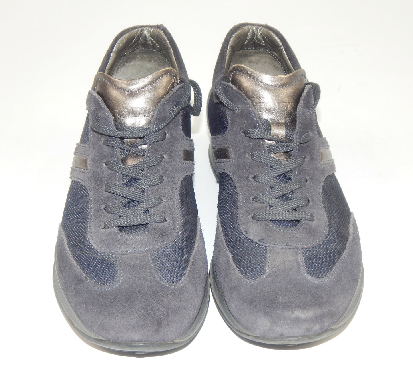 ORIGINAL TOD'S MEN SHOES SPORT SNEAKERS BLUE LEATHER FABRIC EURO SIZE 8 (US 10) - MotoRaider