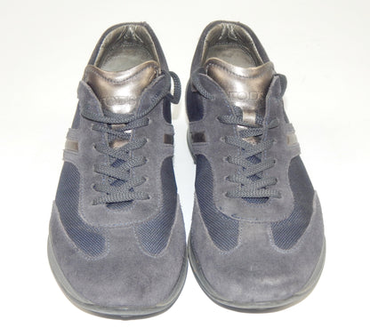 ORIGINAL TOD'S MEN SHOES SPORT SNEAKERS BLUE LEATHER FABRIC EURO SIZE 8 (US 10) - MotoRaider