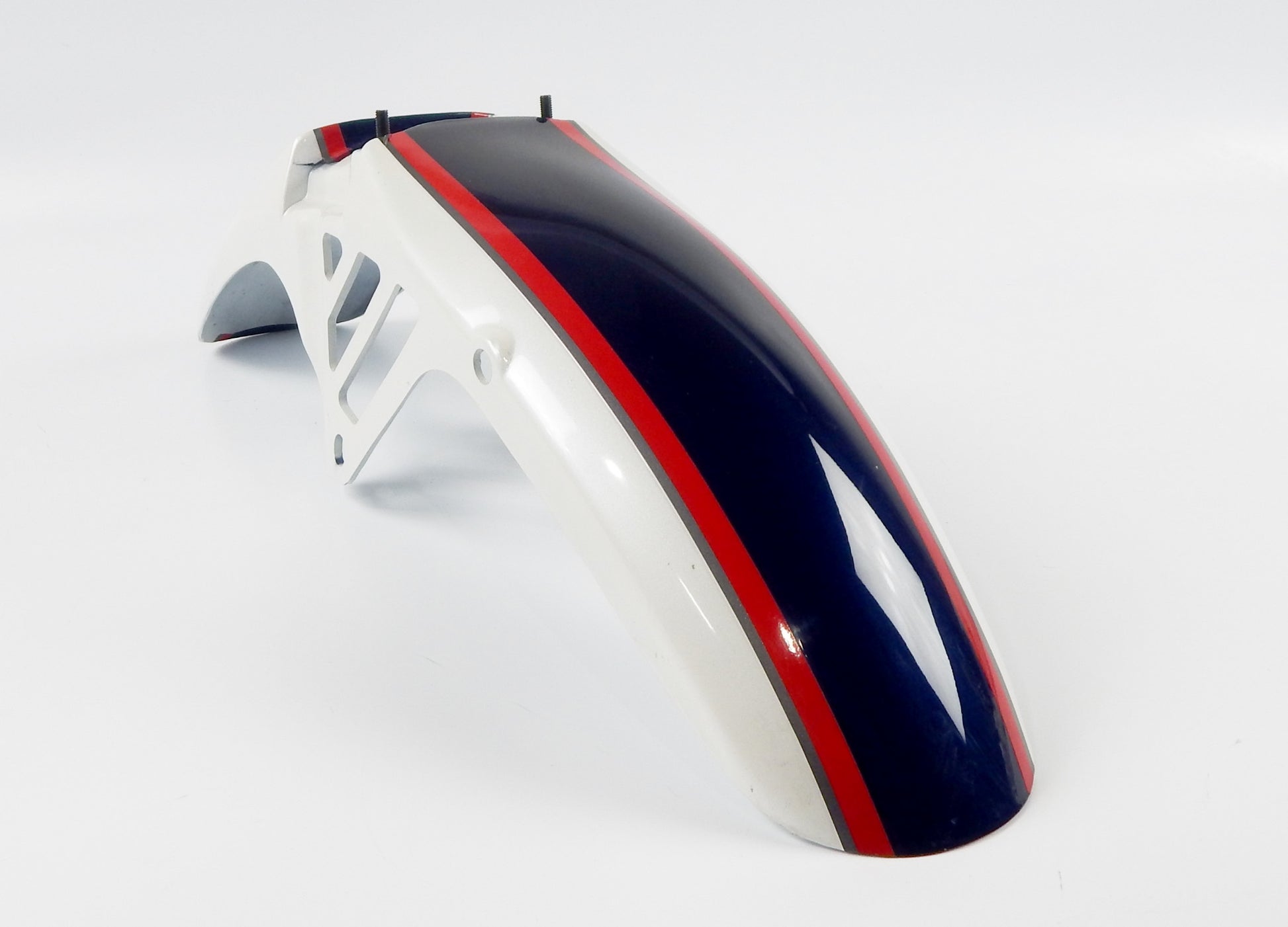 NOS OEM YAMAHA 1984 XJ750S FRONT MUDGUARD FENDER WHITE BLUE RED 41Y-21501-00-1X - MotoRaider