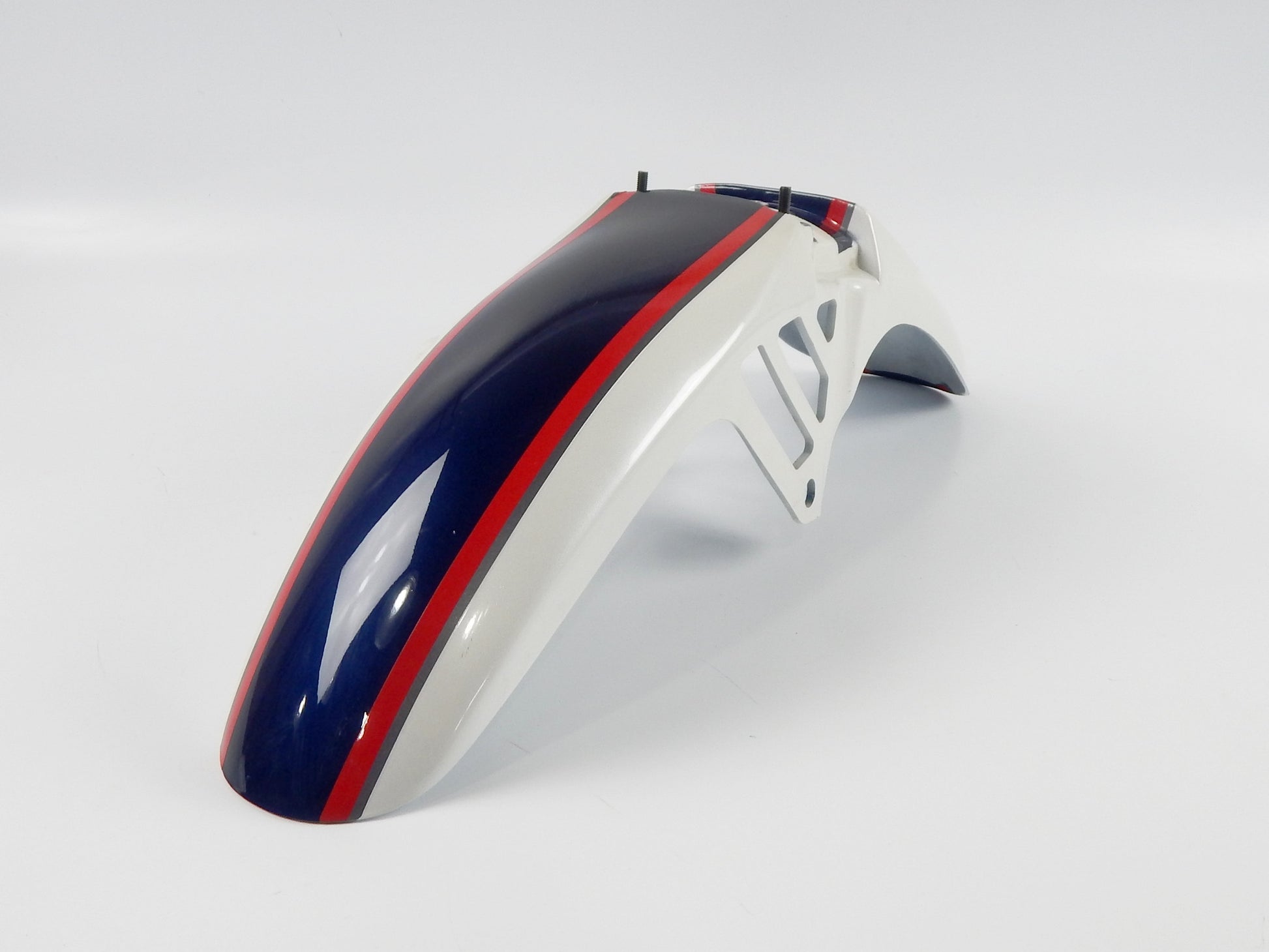 NOS OEM YAMAHA 1984 XJ750S FRONT MUDGUARD FENDER WHITE BLUE RED 41Y-21501-00-1X - MotoRaider