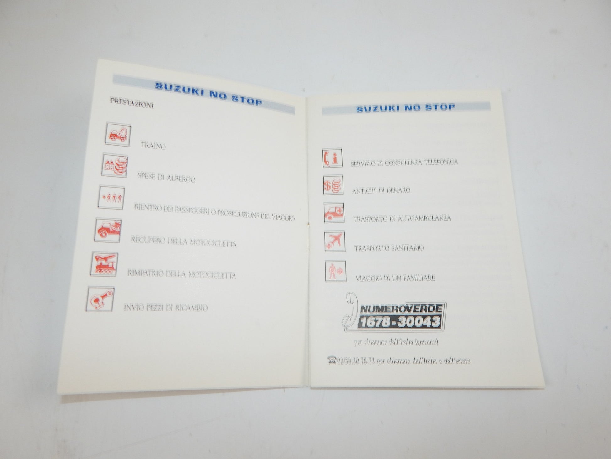 1990's SUZUKI GN250M WARRANTY BOOK ITALIAN VINTAGE MOTORCYCLE - MotoRaider