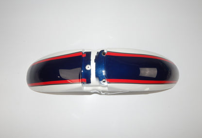NOS OEM YAMAHA 1984 XJ750S FRONT MUDGUARD FENDER WHITE BLUE RED 41Y-21501-00-1X - MotoRaider