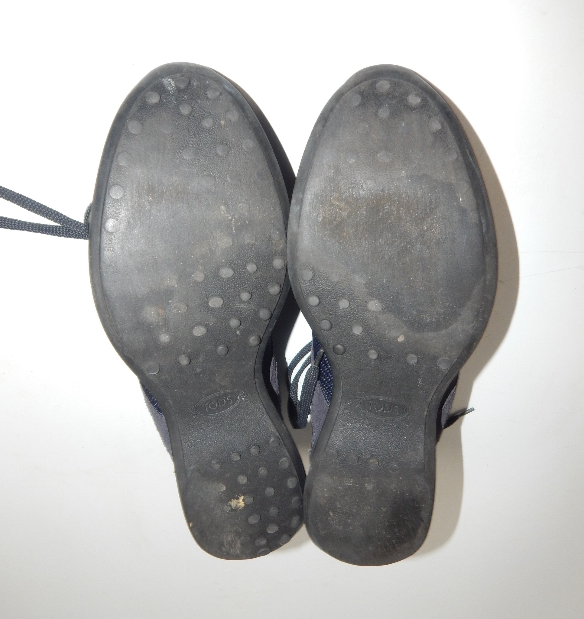 ORIGINAL TOD'S MEN SHOES SPORT SNEAKERS BLUE LEATHER FABRIC EURO SIZE 8 (US 10) - MotoRaider