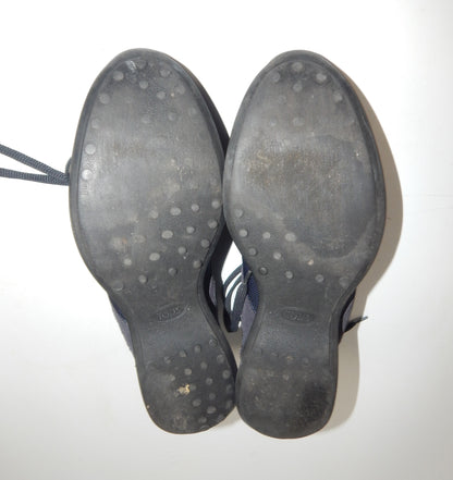 ORIGINAL TOD'S MEN SHOES SPORT SNEAKERS BLUE LEATHER FABRIC EURO SIZE 8 (US 10) - MotoRaider