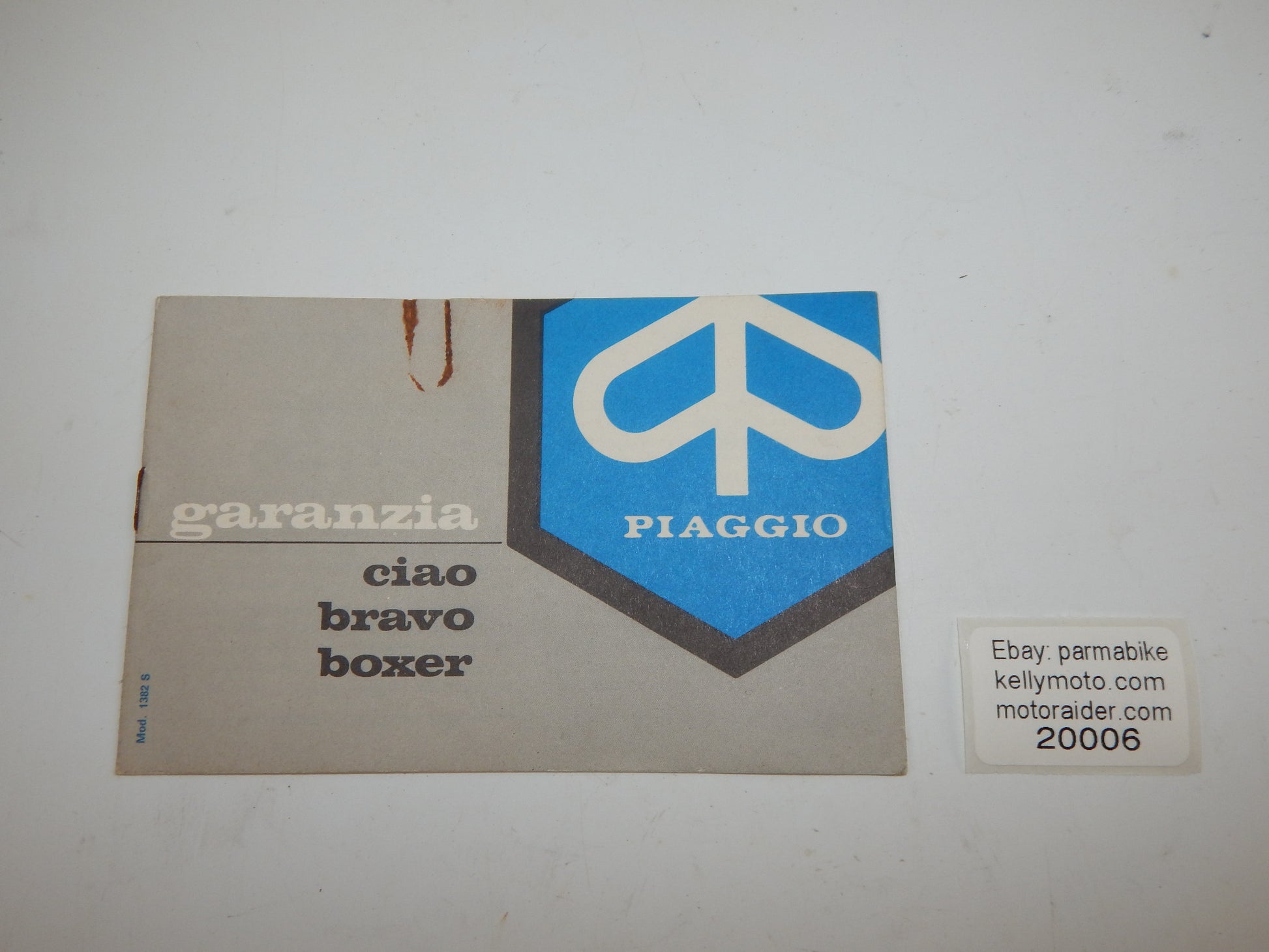 1980's PIAGGIO CIAO BRAVO BOXER WARRANTY BOOK ITALIAN VINTAGE MOPED - MotoRaider