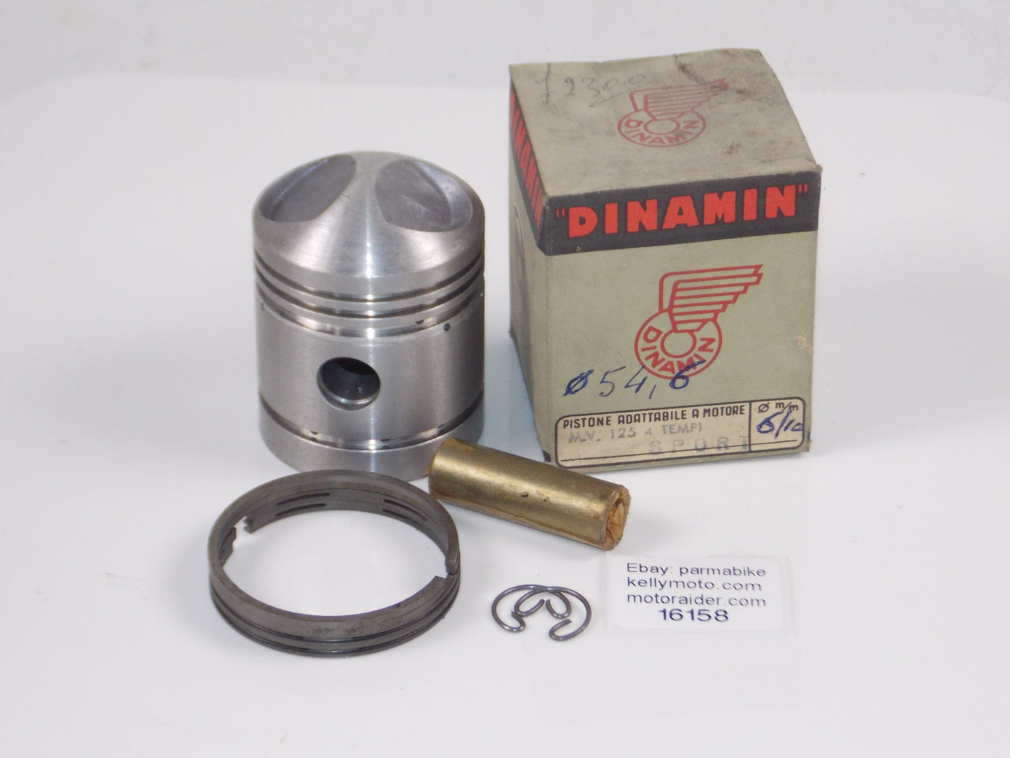 DINAMIN 192 PISTON 54.6 MM MV 125 SPORT 4-STROKE+RINGS+15MM PIN+CIRCLIP #16158 - MotoRaider