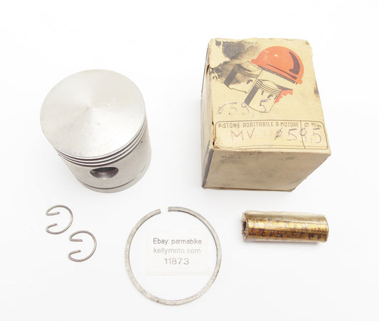 NOS DINAMIN PISTON + RING + PIN + CLIPS D. 59.9 mm MV AGUSTA 175cc MOTOR ENGINE - MotoRaider
