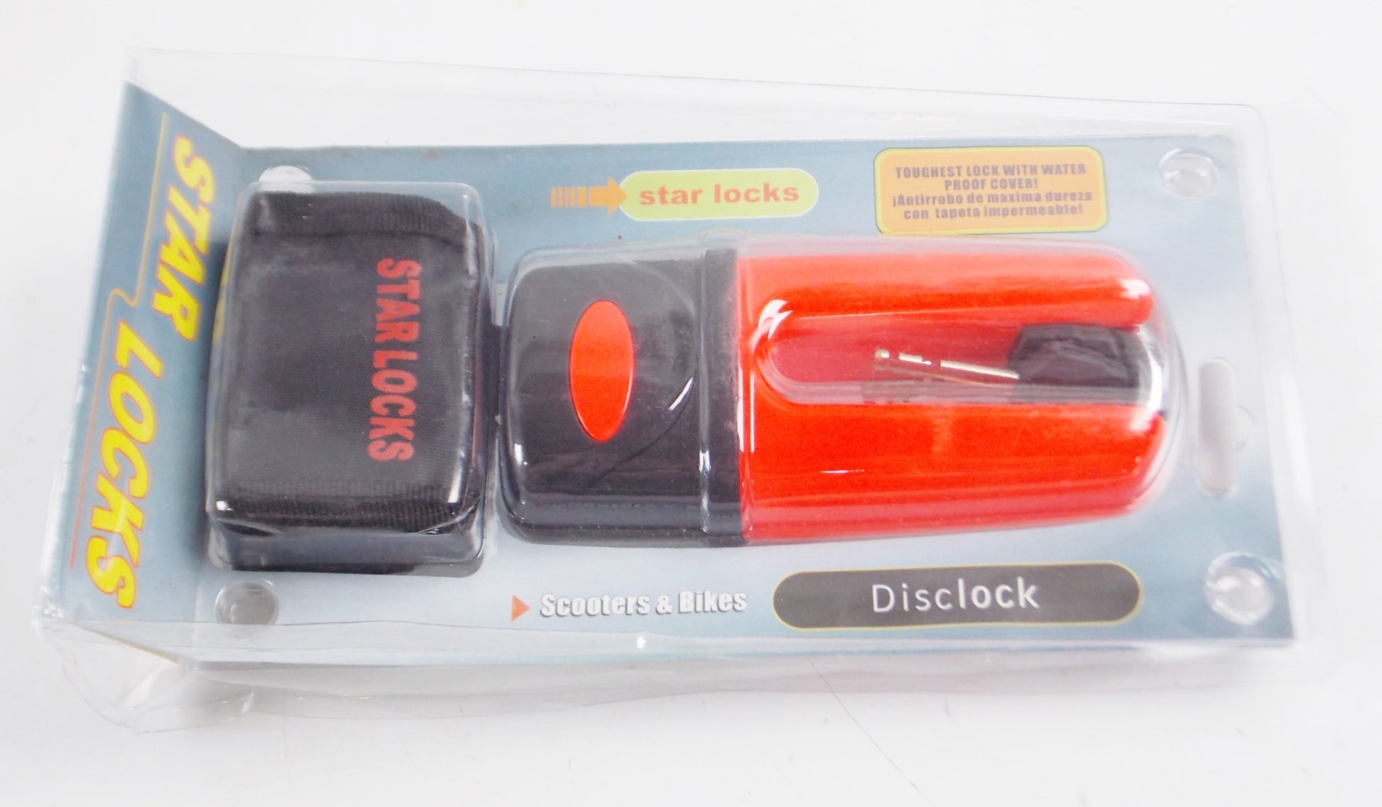 NOS STAR LOCKS MOTORCYCLES SCOOTER RED BRAKE DISC LOCK SECURITY ANTITHEFT - MotoRaider